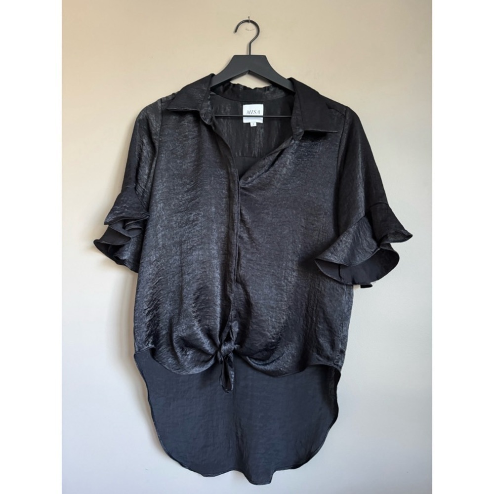 MISA LOS ANGELES Black Ruffle Sleeve Blouse